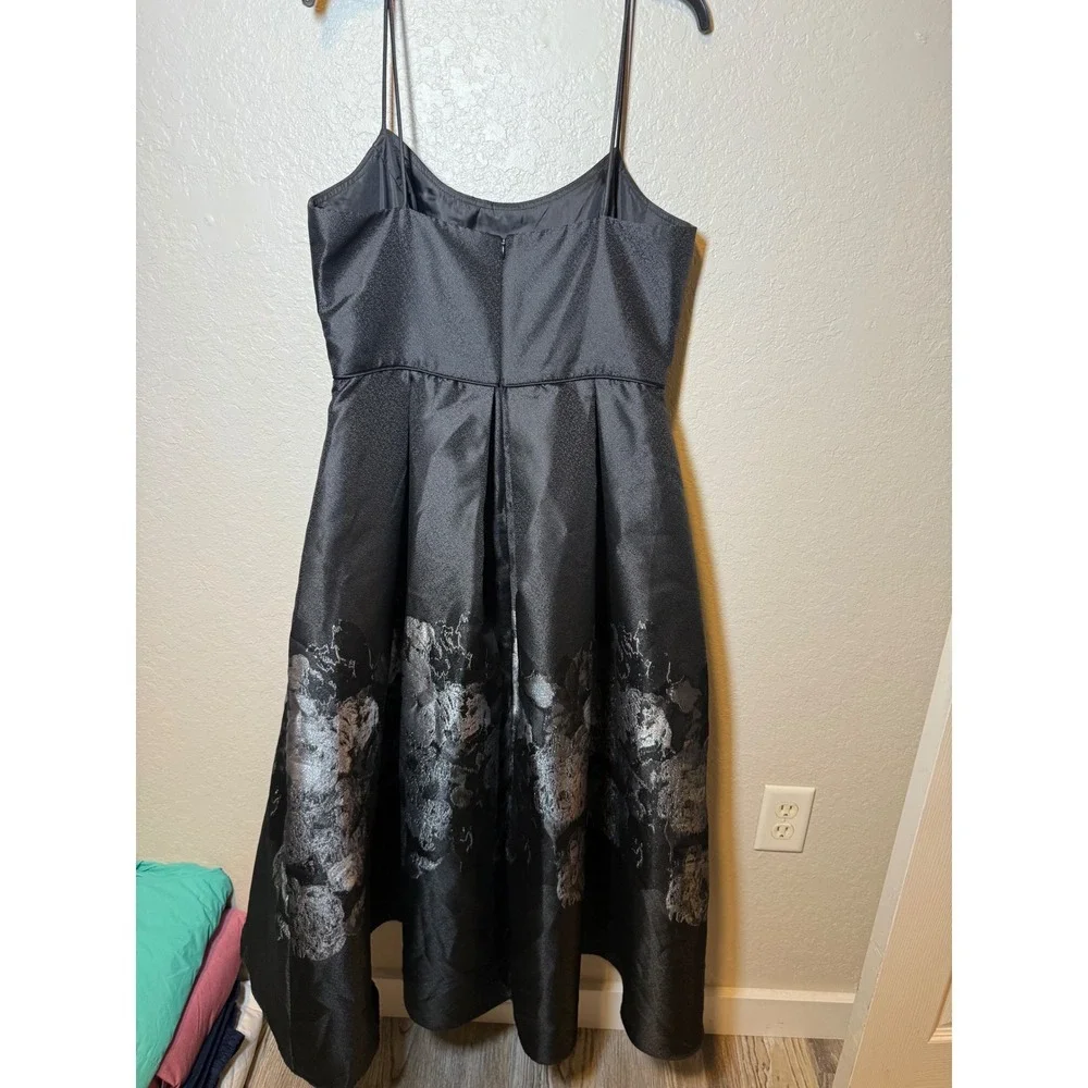 Xscape Black Floral High Low Cocktail Party Dress Women's Size 14 - Picture 2 of 3